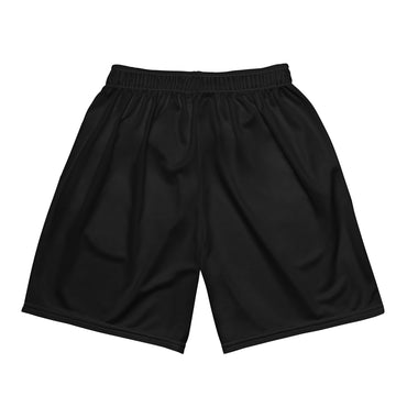 Black unisex mesh basketball shorts made from recycled fabric