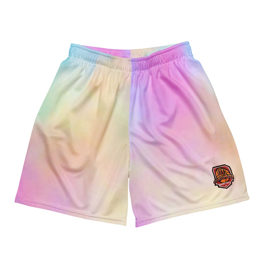 Customizable Cotton Candy basketball shorts made from recycled fabric