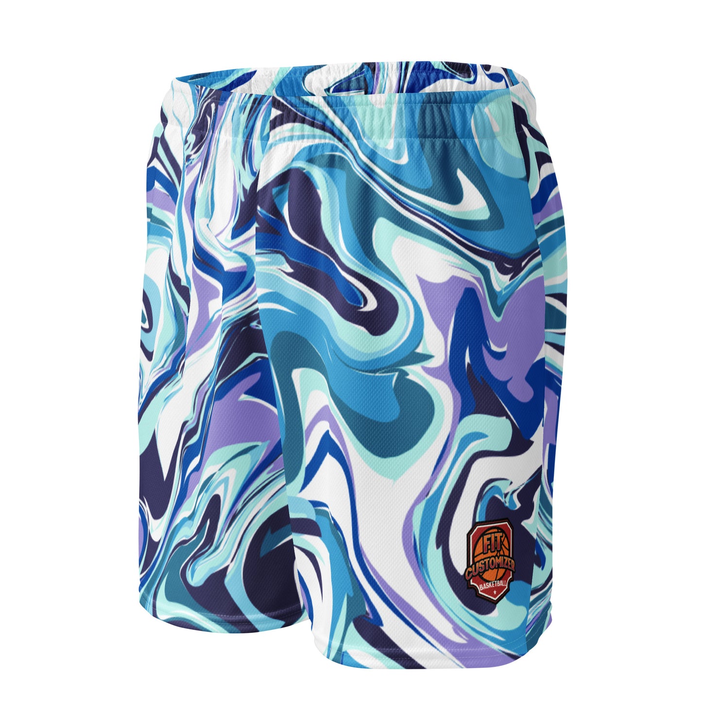 Custom team basketball shorts with sponsor branding