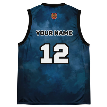 Team basketball jersey with logo and sponsor customization