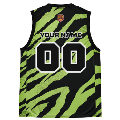 Basketball Jersey Green Tiger (Unisex Customizable Basketball Jersey