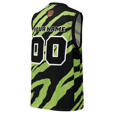 Basketball Jersey Green Tiger (Unisex Customizable Basketball Jersey