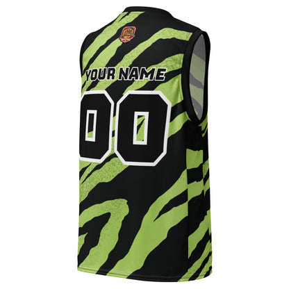 Basketball Jersey Green Tiger (Unisex Customizable Basketball Jersey