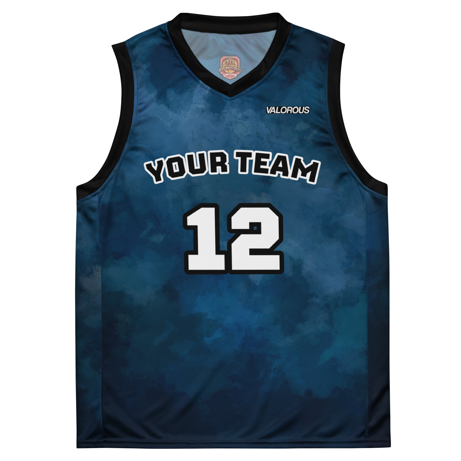 Team basketball jersey with logo and sponsor customization
