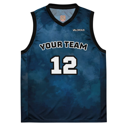 Team basketball jersey with logo and sponsor customization