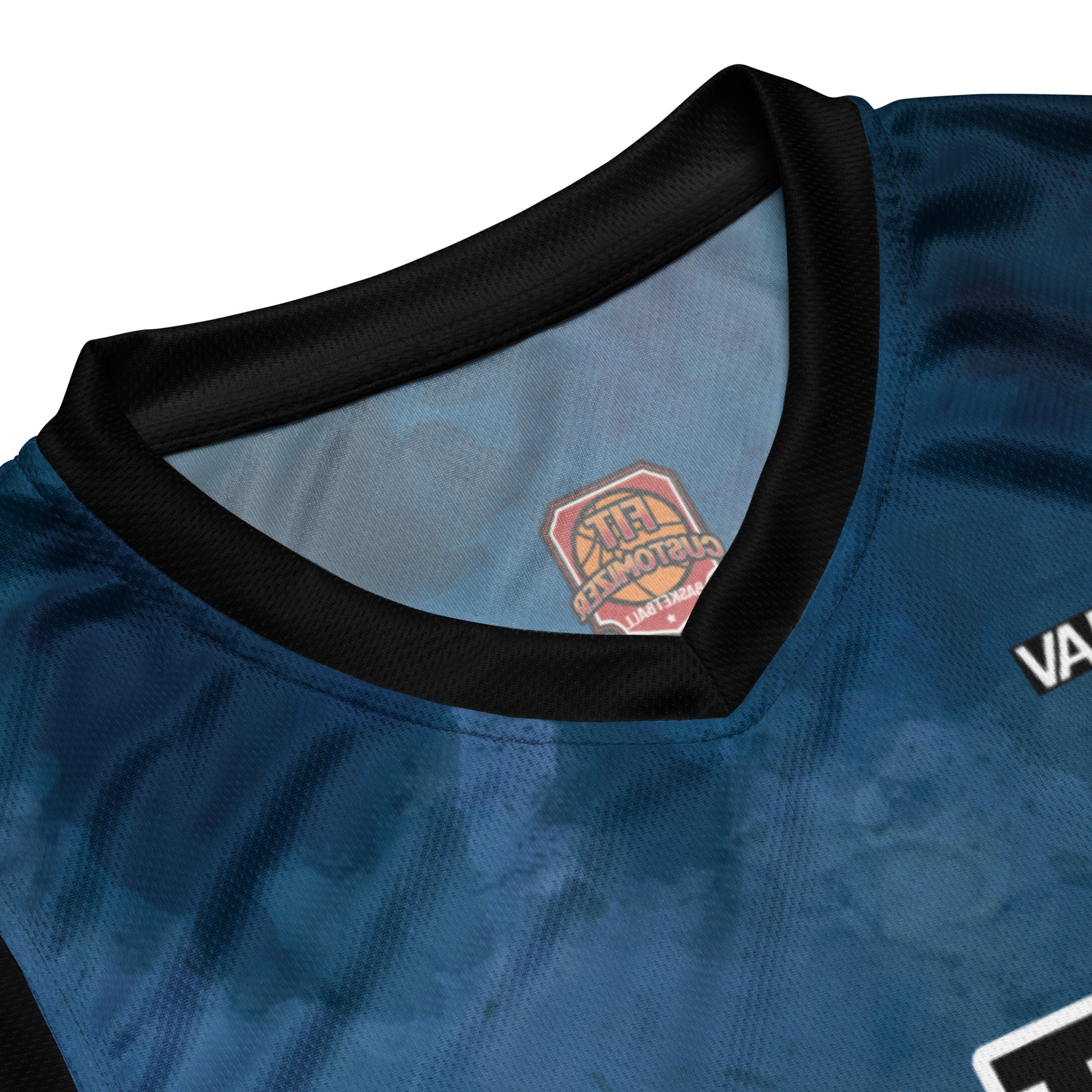 Dark-themed performance basketball jersey by Fitcustomizer Oy