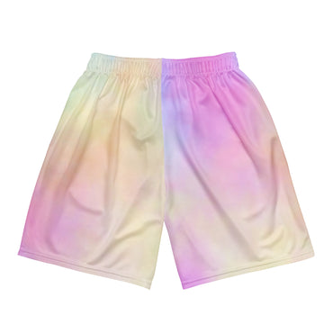 Cotton Candy unisex basketball shorts in pink and blue mesh