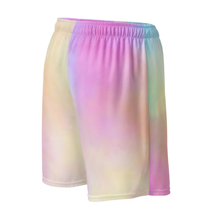 Cotton Candy unisex basketball shorts in pink and blue mesh